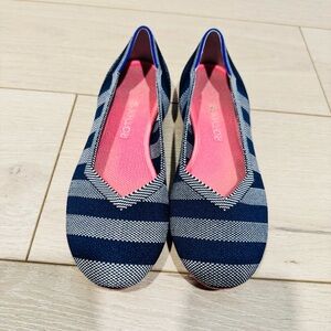 Rothy's Blue and Gray Striped Flats